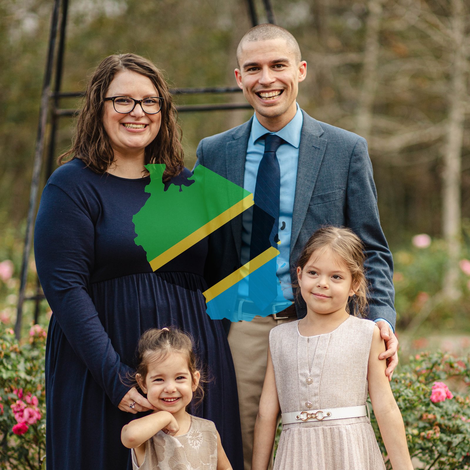 Turner family with Tanzania flag